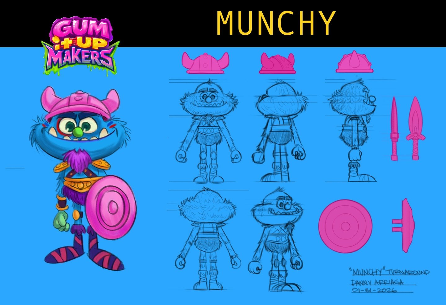 Before the plastic.
Before the prototype.
Before the box.

There&rsquo;s this.

Munchy turnaround sheet.
The blueprint of our little hero.  #gumitupmakers 
#munchy 
#indietoy 
#characterdesign 
#turnaround