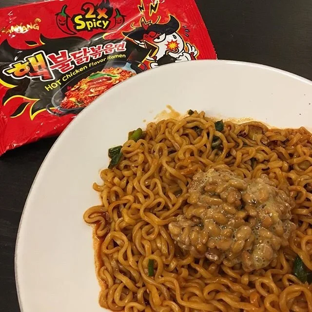 Finally tried the #spicyramenchallenge and boy, they don&rsquo;t mess around!! Absolutely loved the spice level 🔥😍🔥 Adding the natto made it the perfect combination 👌🏼#natto #samyang #spicy #spicylover #losangeles #torrance
