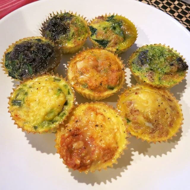 Tried something new this week- these are &ldquo;egg muffins&rdquo; 🥚❤️ basically you beat 10 eggs, pour into a muffin tray and put in whatever ingredients you want! I used broccoli, mushroom, spinach, bacon, three cheese blend, and my favorite- kimc