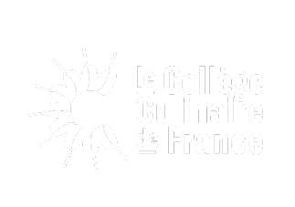 Logo avec un criquet stylisé et le texte 'le Collège Culinaire de France' en blanc sur fond noir.