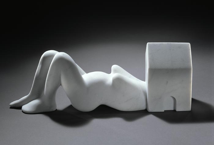 Louise Bourgeois, Femme Maison , 1994, white marble, collection of the artist. Courtesy Cheim & Read, New York. Photo: Christopher Burke. Photo Credit: © The Estate of Louise Bourgeois
