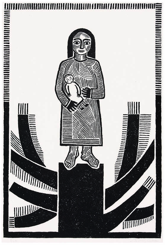 Lidia Groblicka (Australia, 1933 – 2012), Mother’s tree 1972, woodcut, ink on paper, edition 8/20, 64 x 42.5 cm (paper), Collection of Flinders University Art Museum, Adelaide
