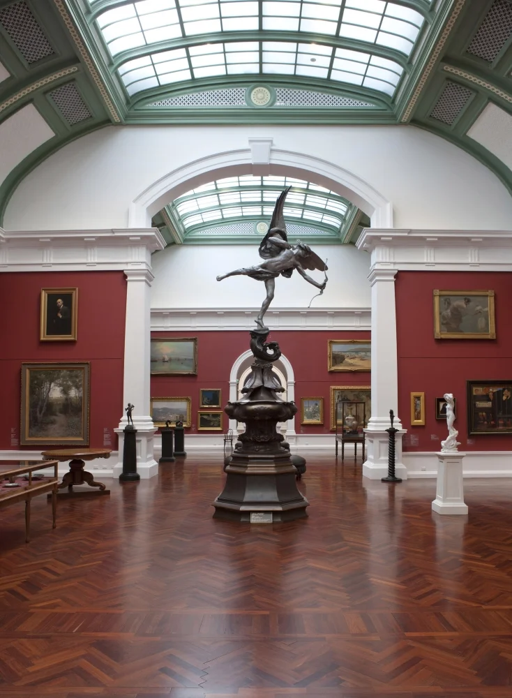 Installation view Elder Wing of Australian Art, Art Gallery of South Australia, 2013, featuring Alfred Gilbert’s Eros.