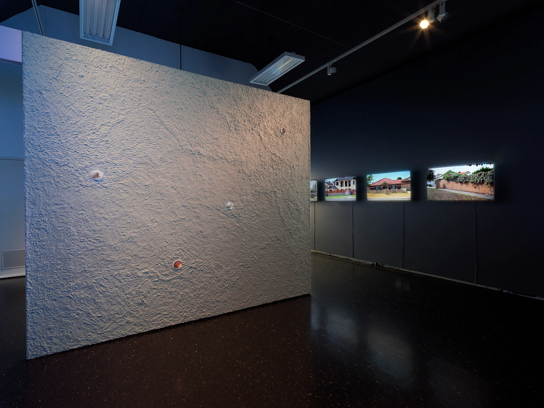 Installation view: TRACK featuring Kate Power (left) and Tanya Lee (right), Adelaide Central Gallery, 2017, curated by Sasha Grbich and Andrew Purvis. Photography by Grant Hancock.