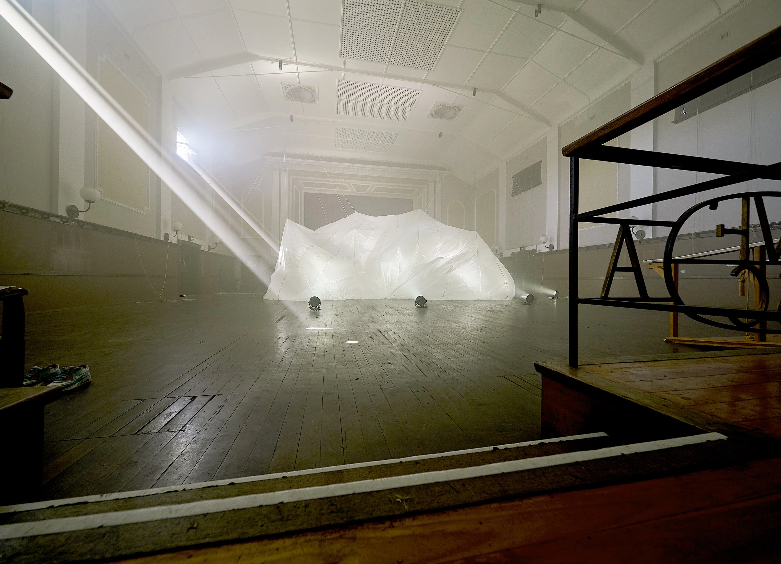 Emily Parsons-Lord, Then Let Us Run (The Sky is Falling) , installation view, Vitalstatistix, Port Adelaide, for Climate Century, 2018. Photo by Sam Roberts.