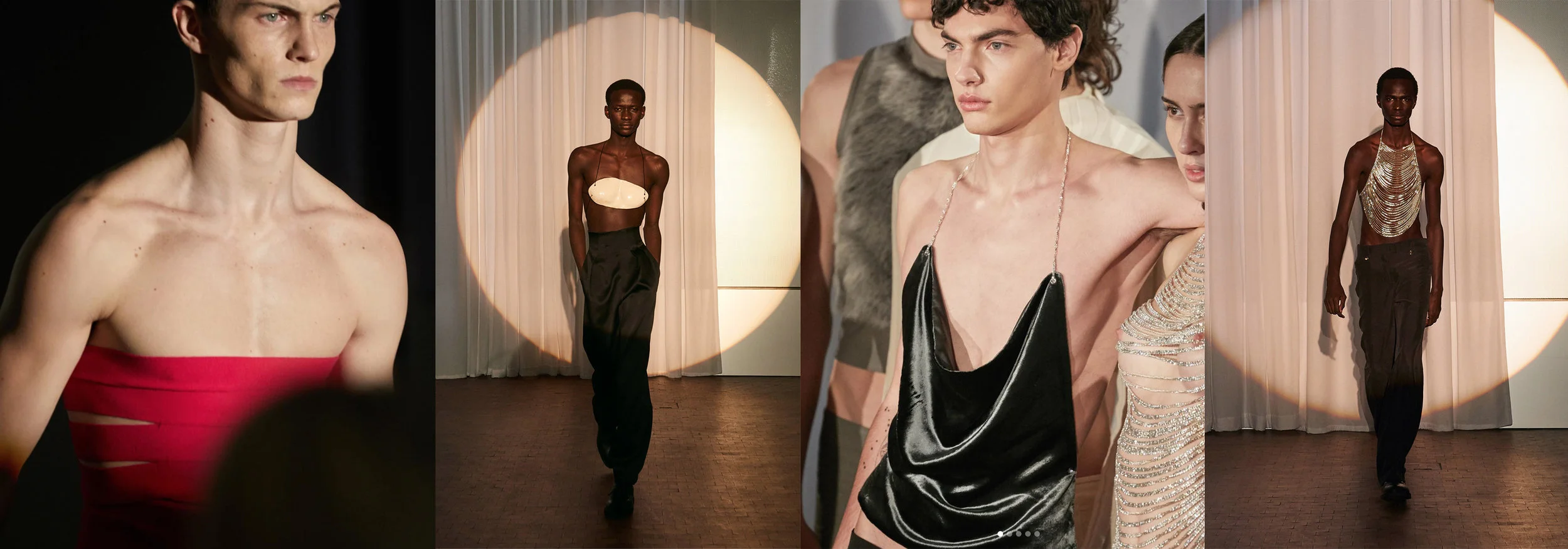 L-R: Collection Automne Hiver 19 Look 14. Photography Winter Vanderbrink / Collection Automne Hiver 19 Look 1. Photography Pascal Gambarte / Collection Automne Hiver 19 Look 22. Photography Winter Vanderbrink / Collection Automne Hiver 19 Look 21. Photography Pascal Gambarte.