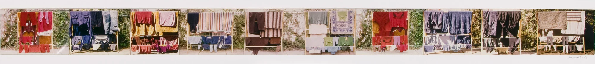 Ann Newmarch, Australia, born 1945, Washing day , 1981, Adelaide, collage of type C photographs mounted on cardboard, 8.9 x 110.8 cm (image), South Australian Government Grant 2005, Art Gallery of South Australia, Adelaide, 20056Ph4. Click to enlarge.
