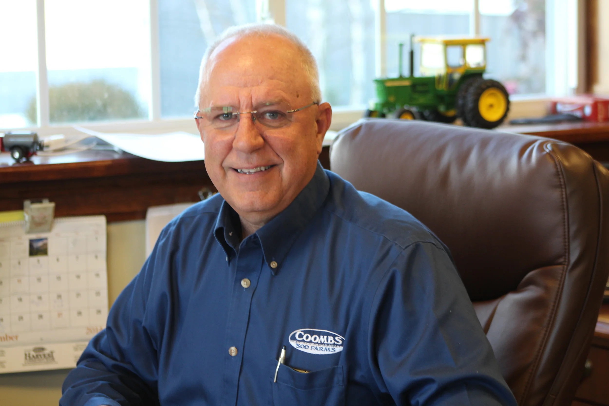John Coombs Sr. - jhc@coombsfarms.com As the 8th generation serving the family farm, john is proud to run the 1500 acre farm with his family by his side. He is a graduate of the Pennsylvania State University, class of 1975, with an associates of agriculture degree. upon graduation, he became a partner with his father, george, and his brother, Jim. in 1980, he wed donna cruzan and later welcomed 3 boys to their family: john jr., george & Kevin. john serves the community in many ways as the former mayor of upper pittsgrove township, current land use board chairman, harvest community bank board of directors, president of the pole tavern ruritan and preseident of the nj cultivated sod association. He is also a member of NJ White potato council and Board member of turfgrass producers international.