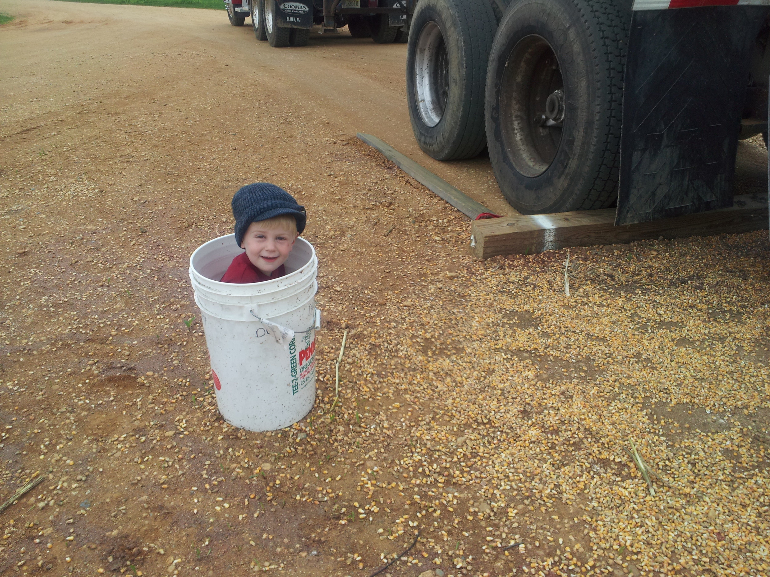 Lee helping load corn