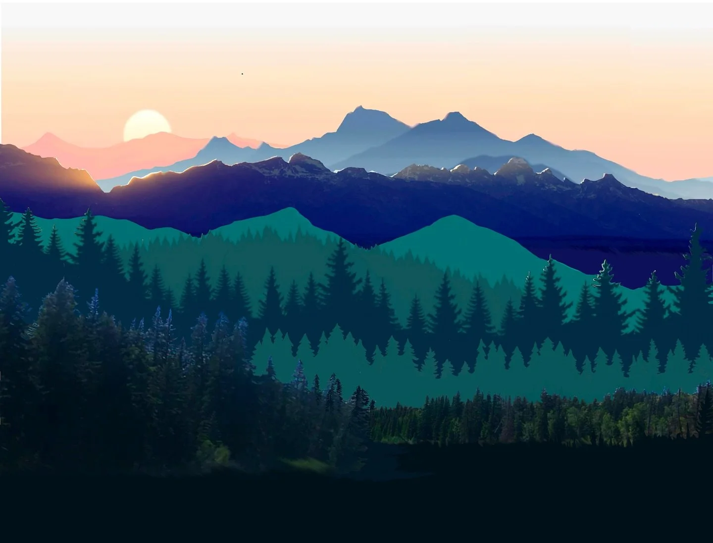 93/100 Messing with some mural mockups for a client. Trying to incorporate some mountain ranges and treelines from their many trips.
🌲🏔️