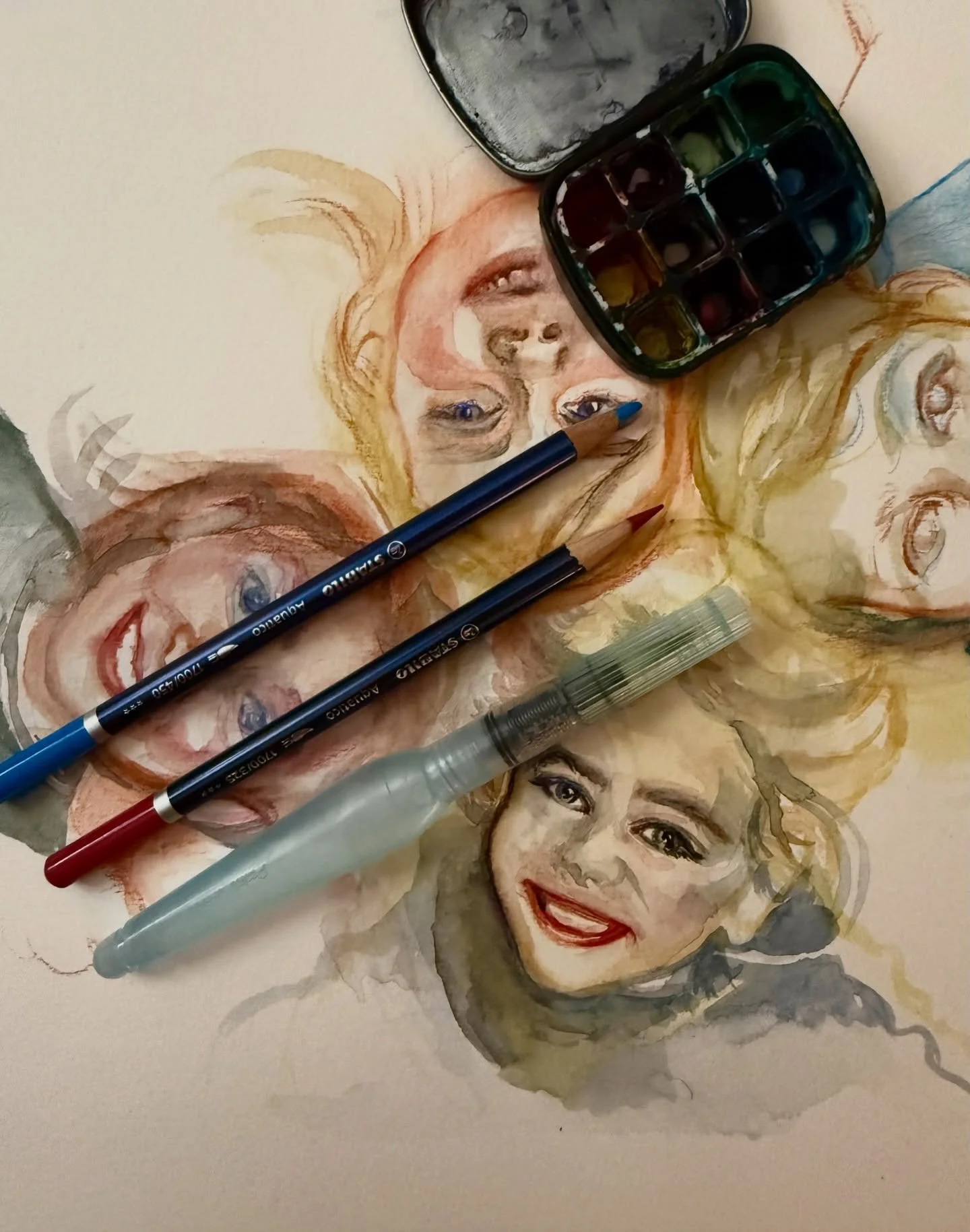 3/100 First layer of a set of portraits. I&rsquo;ll do these 4 faces over the next 3 days. #the100dayproject @dothe100dayproject