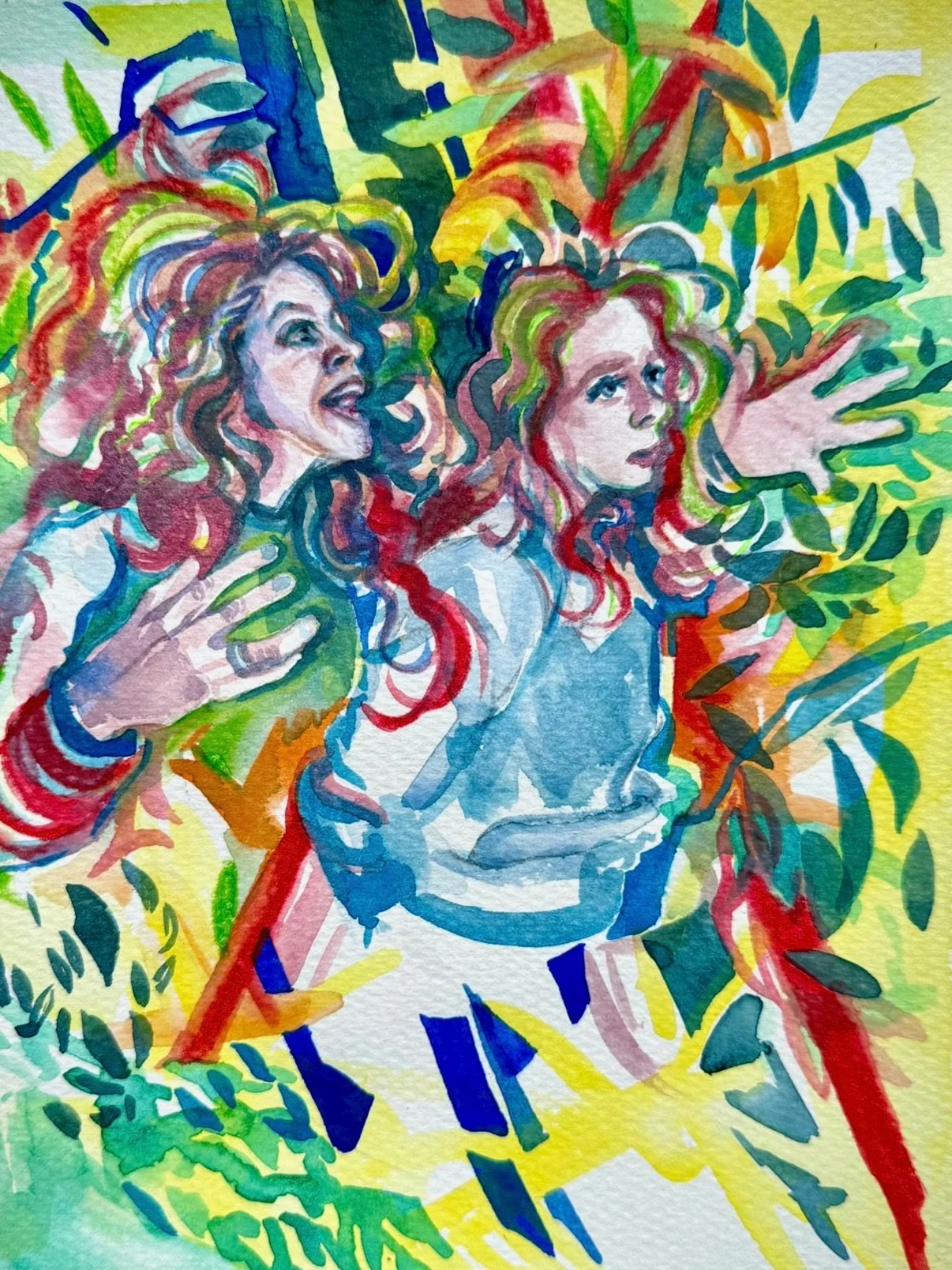 CURSE day 5 of Sketchuary 2026 

Joining a little late to @ktries February ✍️ sketching party. 

I wanted this watercolor to show the act of cursing and how it makes the body feel. But I feel like the final product could be read very differently. Let