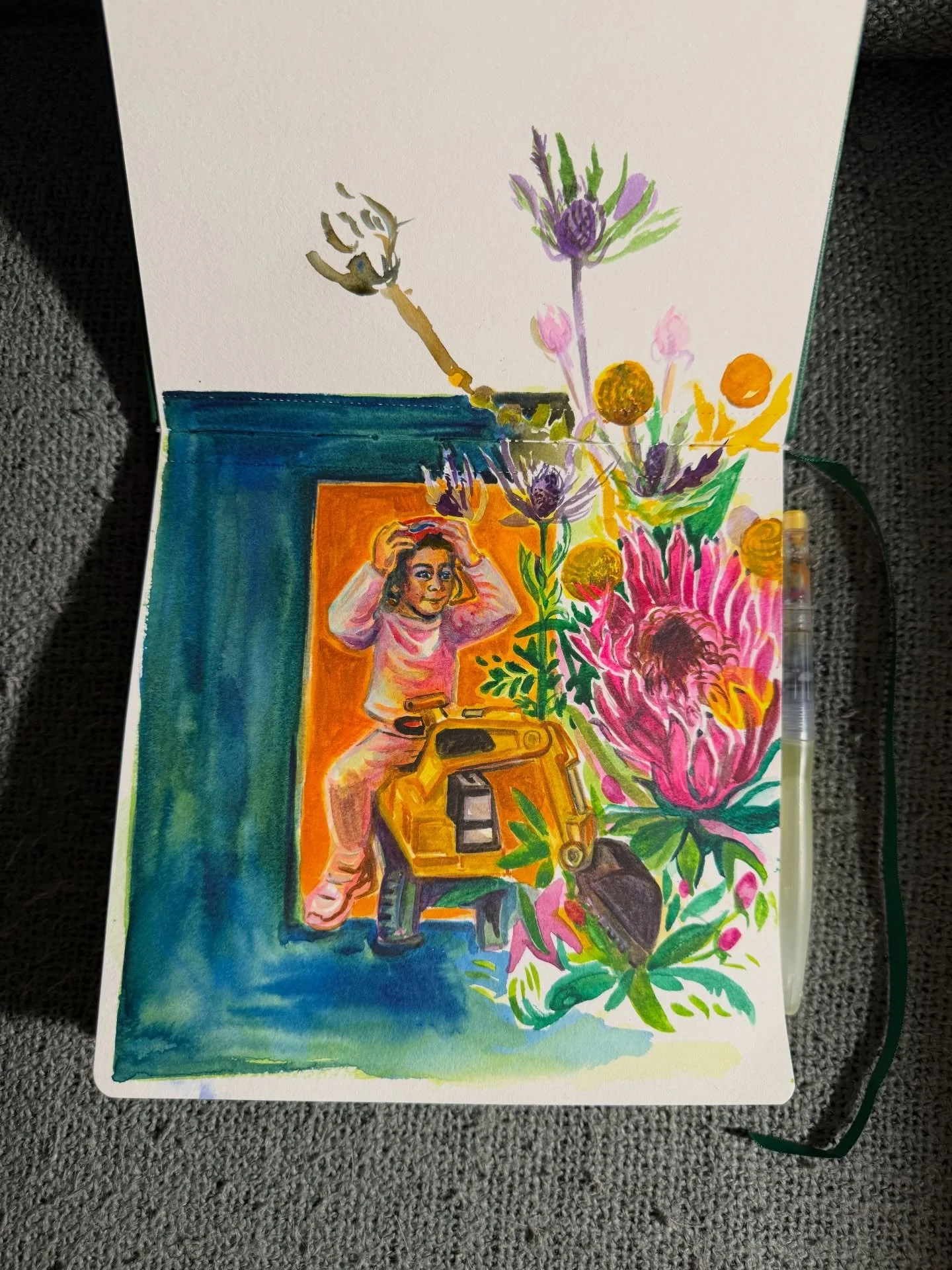 20/100 Sometimes you have to dig for it. 👷&zwj;♀️🪏🚜

This sketch feels a little out of hand, like I worked on it way too much. But it helped me work through an idea in my head. Wanted to share that most of the time the sketchbook is for trying out