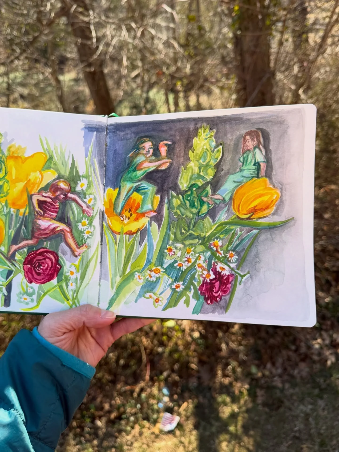 25/100 Still messing with this little sketch. 🌷🏃🏼&zwj;♀️&zwj;➡️🌻