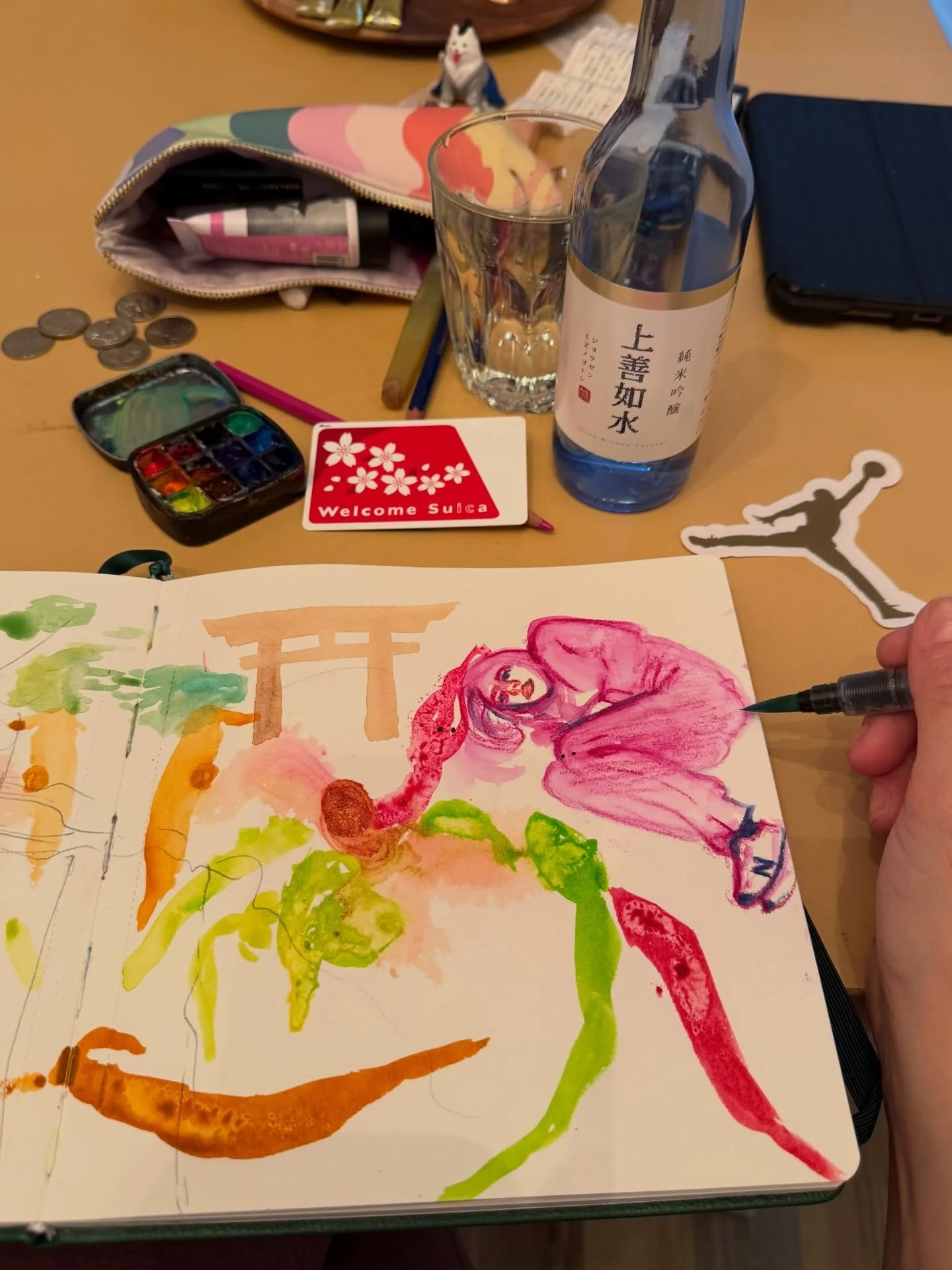 32/100 On a trip with my family and we adventured hard today on top of some serious jetlag. I&rsquo;m falling asleep trying to paint so&hellip;tomorrow will be another day. ❤️ I did get a little soaking up the trees and painting early this morning. ?