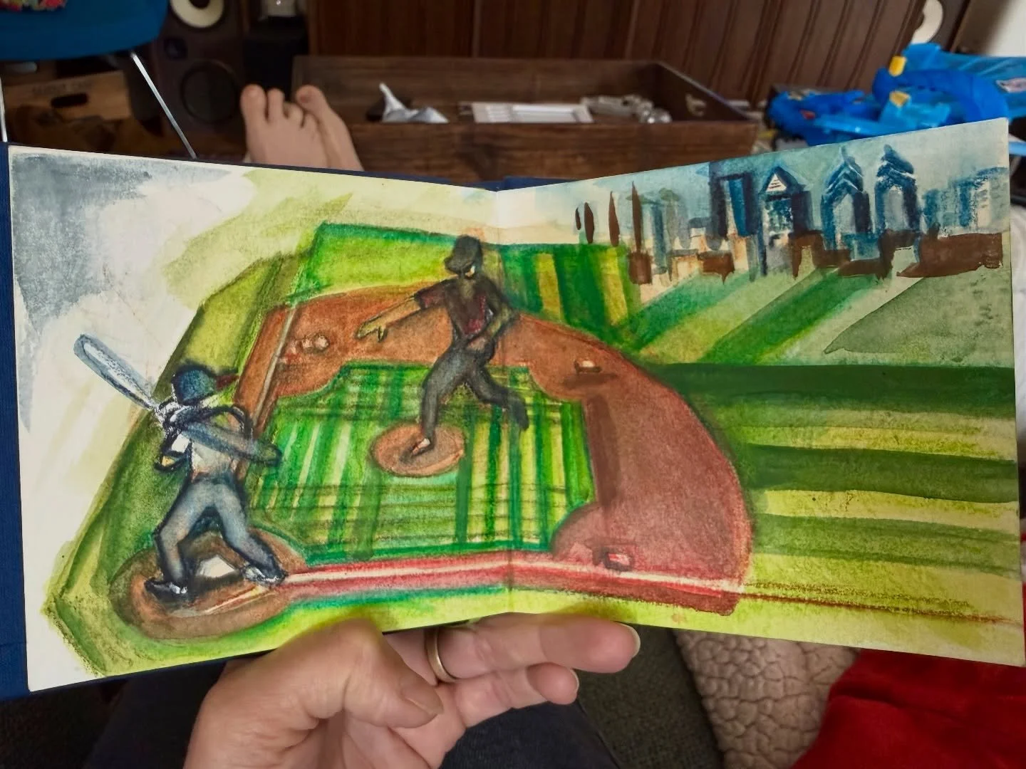 37/100 Took some watercolor pencils to the game but forgot to take a process picture before we left because the Phillies lost. 😕 I will do this again though, it was so fun and hopefully they win next time. 😉🙌🏽