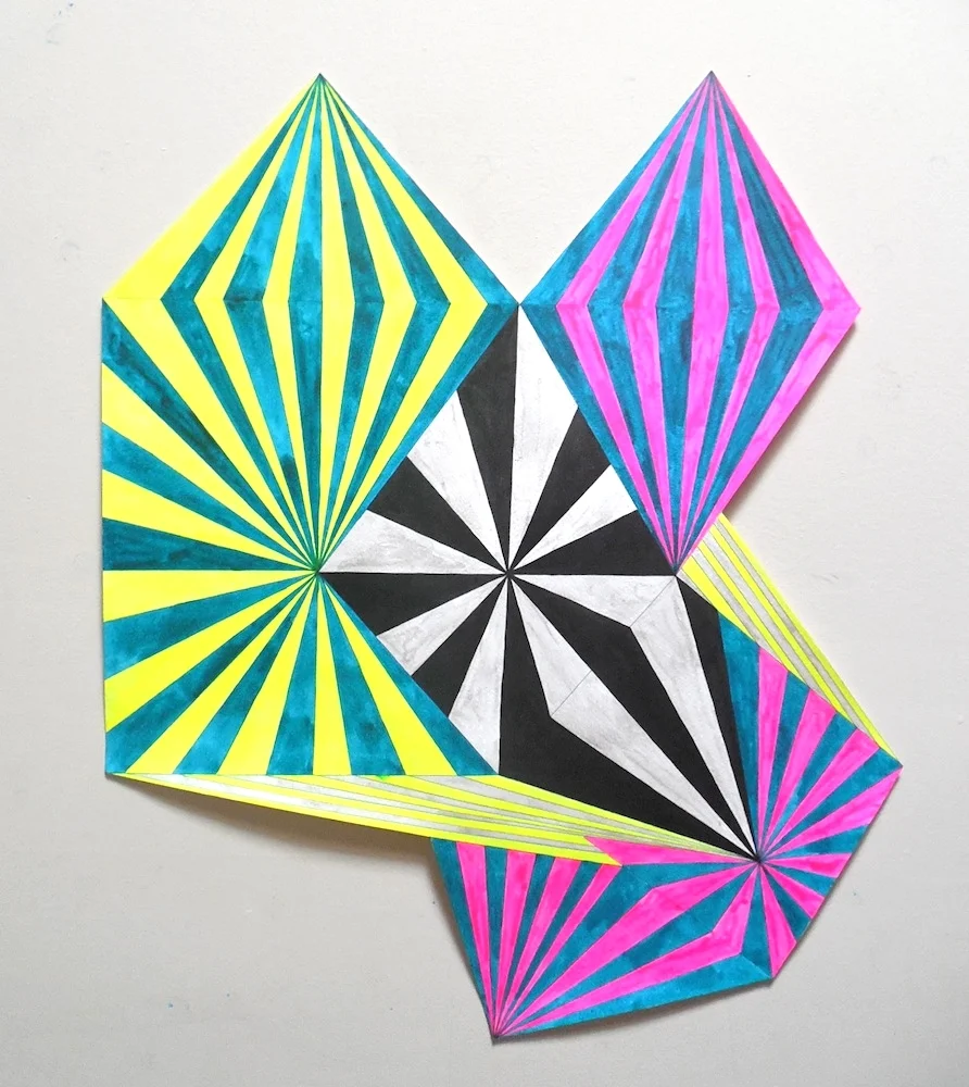 two halves, 2015 / ink and acrylic on hot press watercolor paper / 24x20 inches at widest points