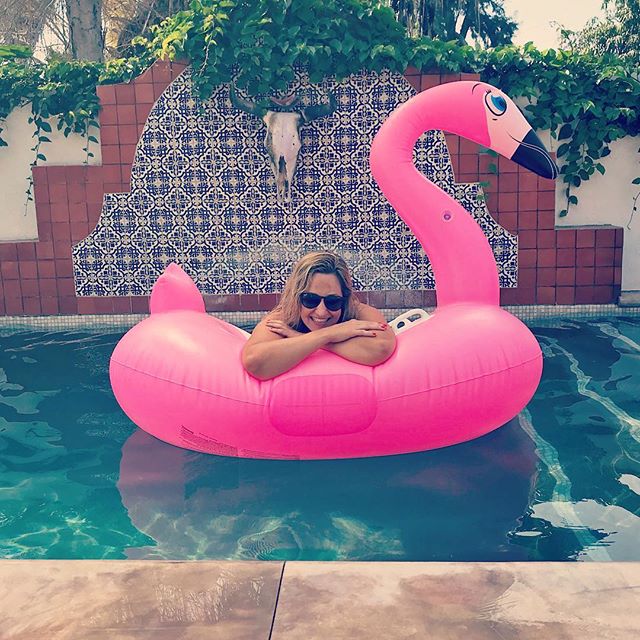 Full of color... even on gloomy days! #itsraining #flamingovibes #neveradullmoment #vacation #poolside #hotel #todossantos #alwaysanadventure #theroadlesstraveled #bohemianstyle #summerday #hotelpequeño #baja #bajalife #nobaddays #thiscouldbeyou