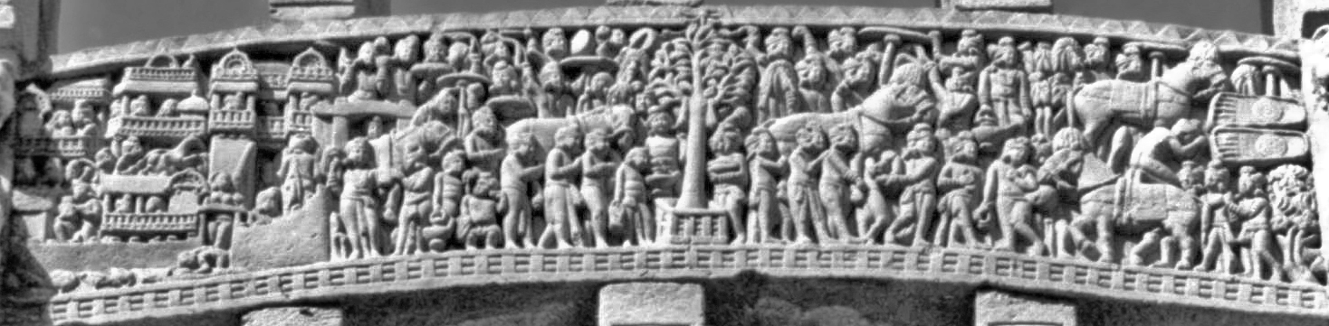 The Great Departure. 100-70 BCE. East Gate of Stupa #1 at the Sanchi Temple in Madhya Pradash, India. Wiki Commons, Michael Gunther .