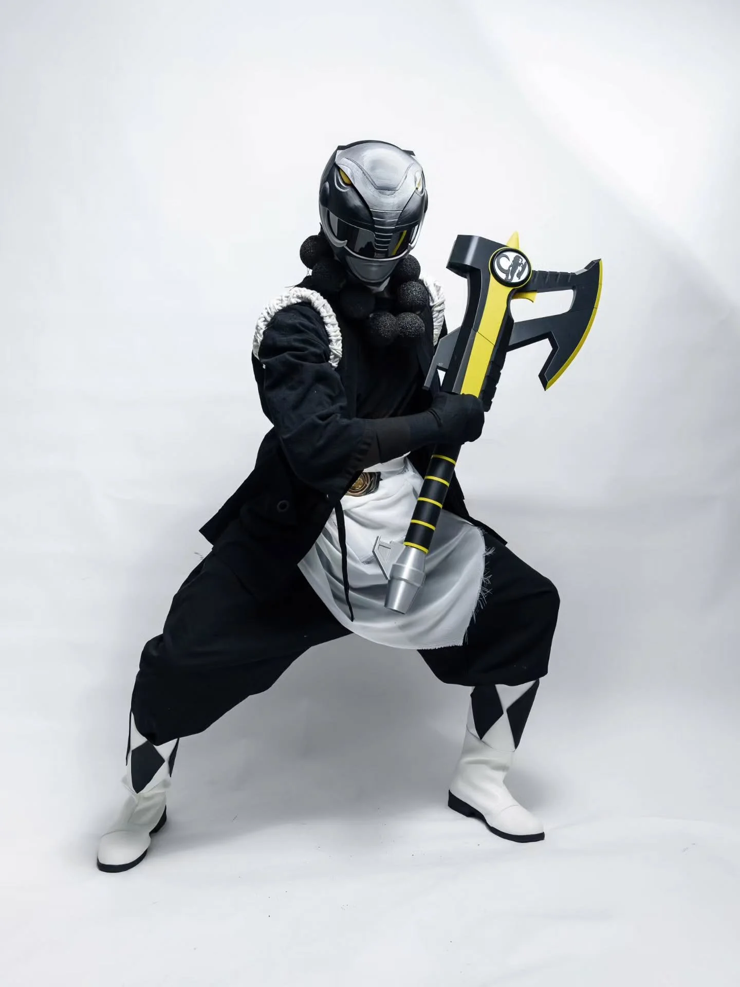 Fit check for Halloween. Outside of music, im a photographer and a huge @powerrangers  fan. So of course I had to set up my equipment to get these photos #emissaryuly #powerrangerscosplay  power rangers cosplay #blackranger