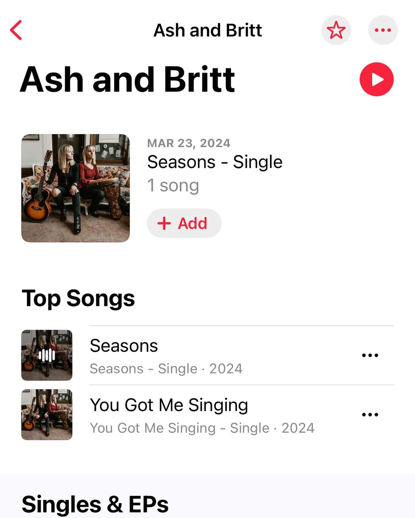 @ashandbrittmusic is officially available on your favorite streaming platforms!!! Check them out!