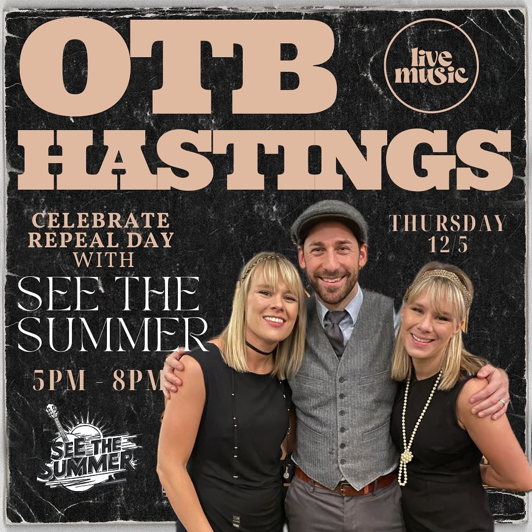 Looking forward to a special night of music this Thursday at @otbhastings to celebrate Repeal Day! Join in on the festivities and wear your best 30&rsquo;s attire🤩 Hope to see you there!