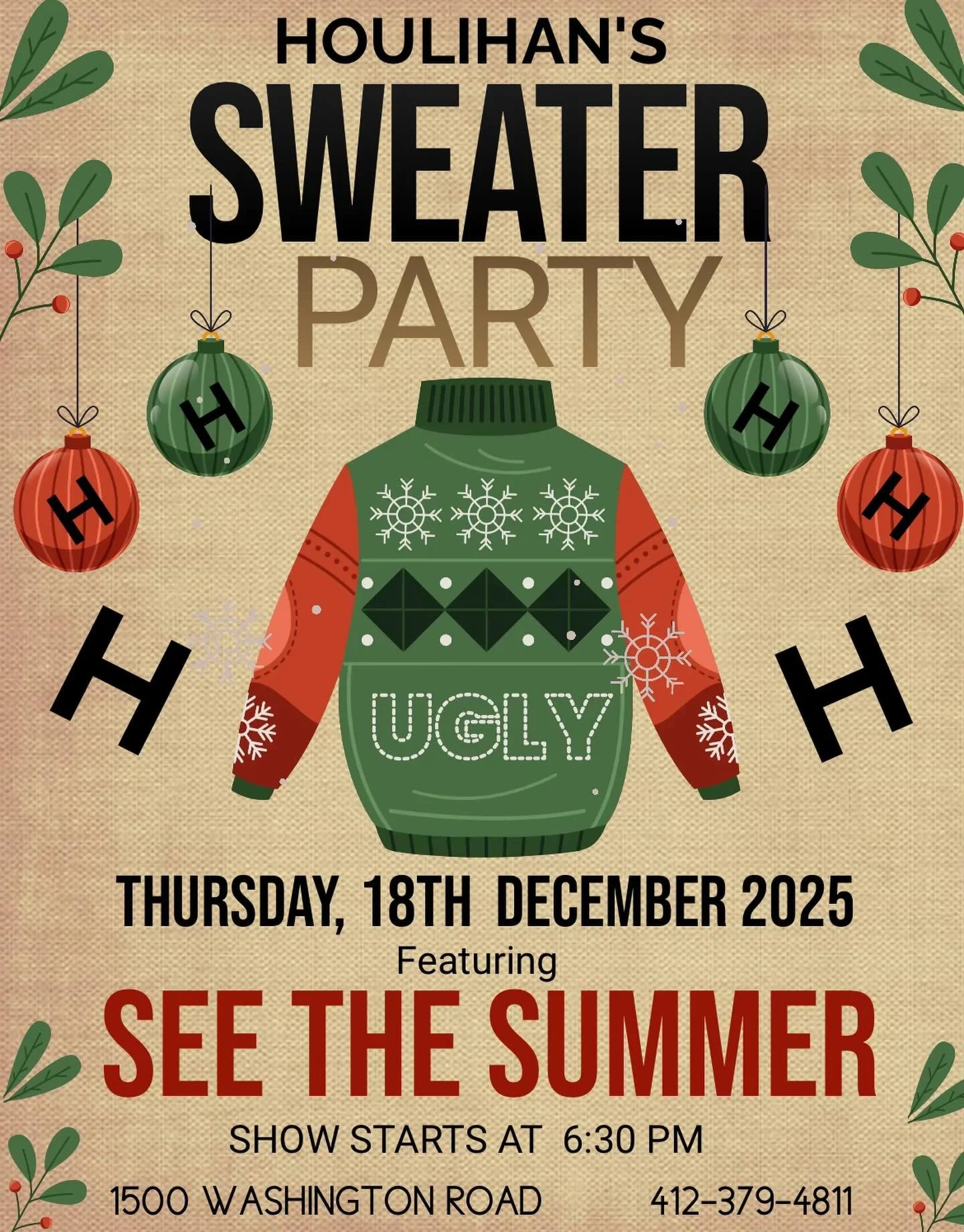 Looking forward to a fun night next Thursday (12/18) at @houlihans_mt_lebo_live ! Come celebrate the holidays with us 🌲 🎅 🦌