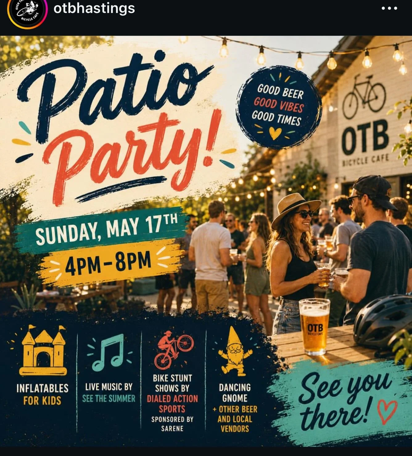 Can&rsquo;t wait to play for the big @otbhastings patio opening party tomorrow (Sunday) from 4-8! Weather looks great and there will be a ton going on! Stop by if you&rsquo;re free 😎🎤🎸🎶
