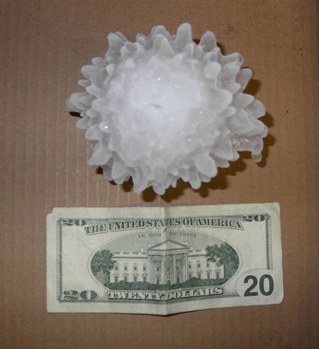 This 5.5 inch hailstone fell in Harper, Kansas on May 14, 2004.