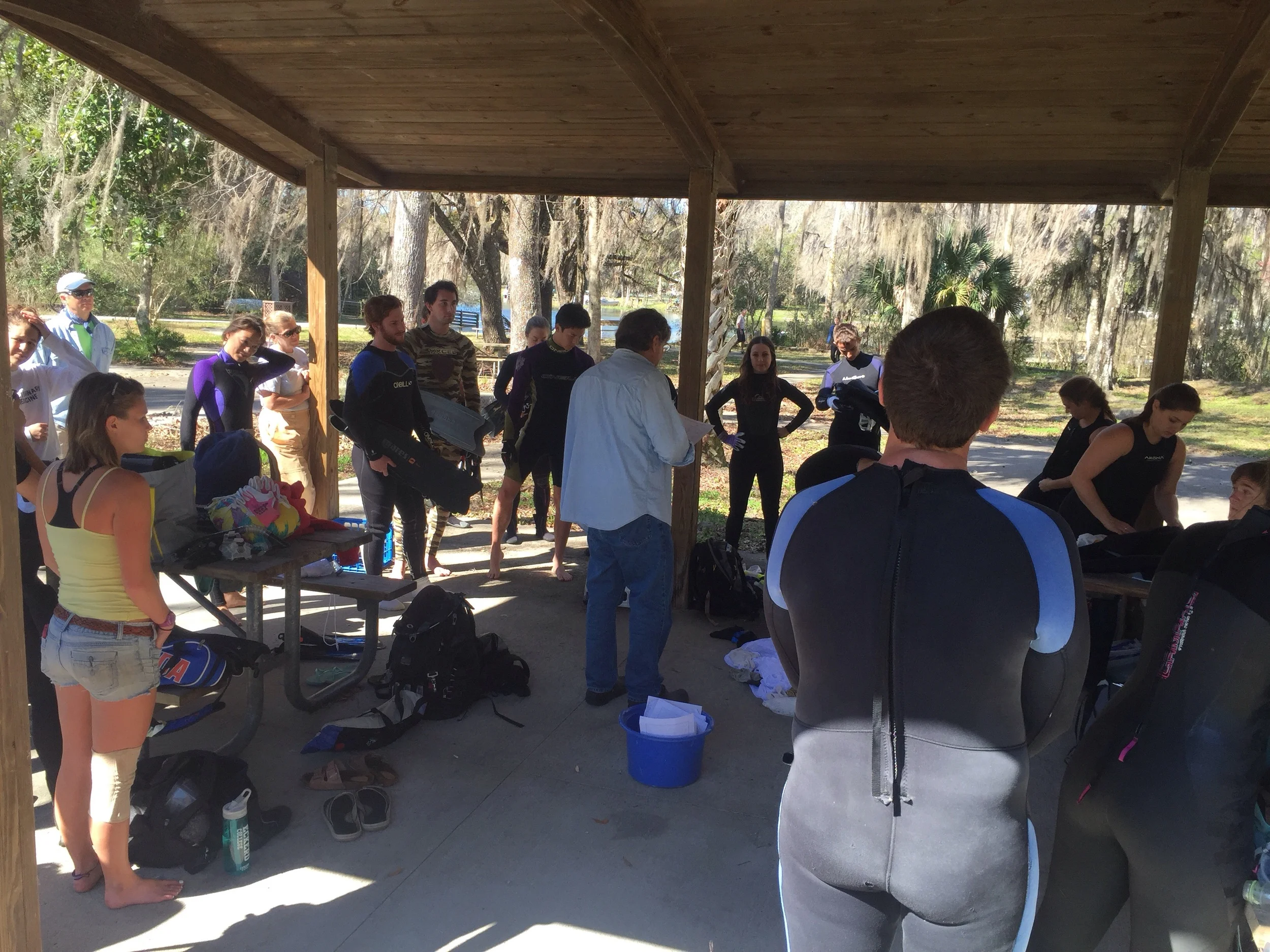 Dr. Peter Meylan instructs the group. There were around 35-40 students. 