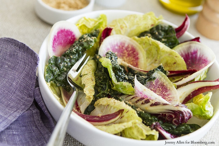 Chicory-Watermelon Radish Salad with Anchovy Crumbs