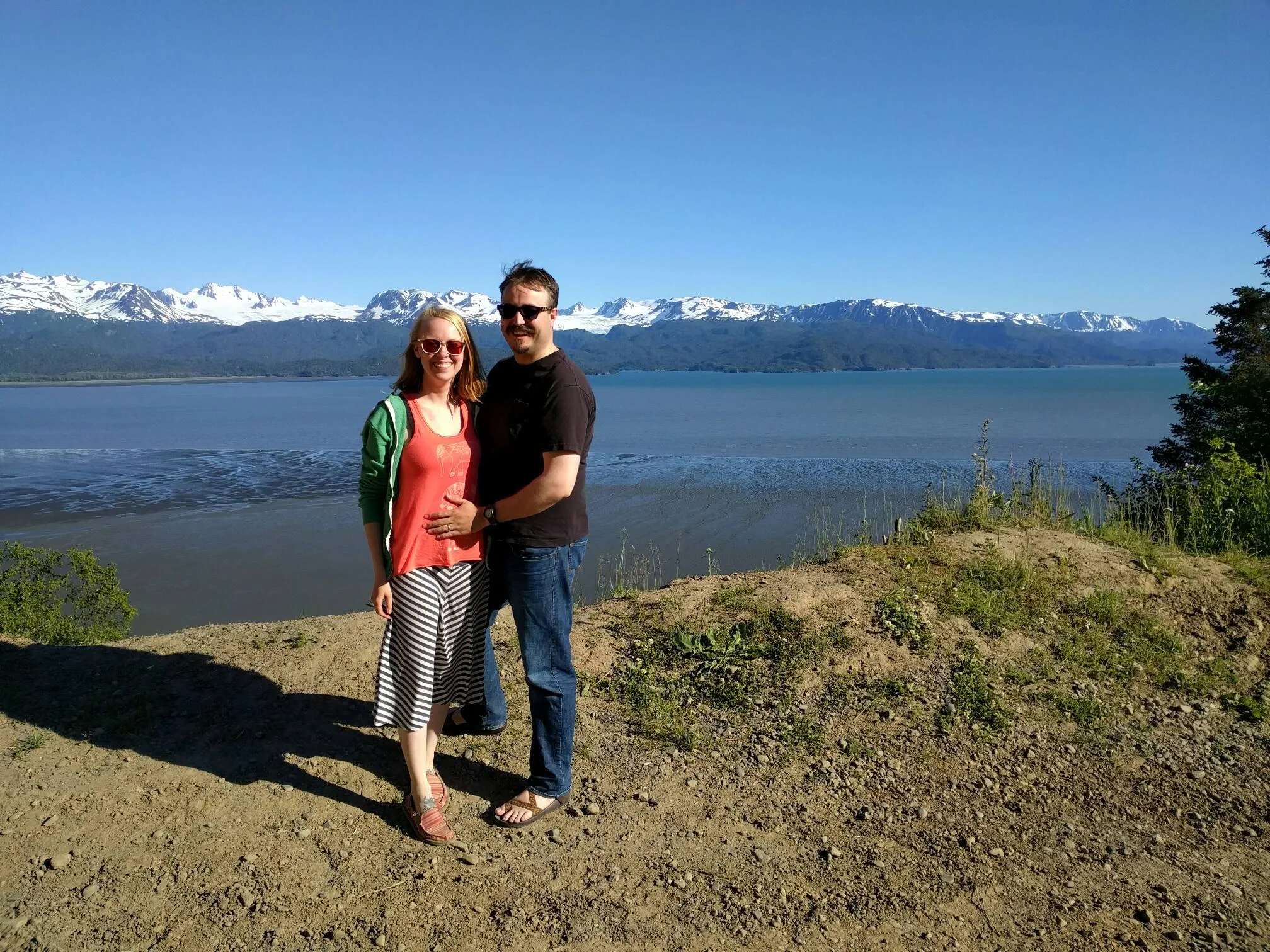 Sam with her husband Huck near their home in Homer, Alaska