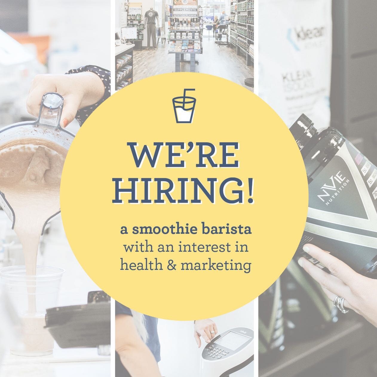 WE'RE HIRING! ⭐️ We've had some amazing team members who have been with us over the past couple years and unfortunately, Darren is leaving us to pursue a career in finance and we are super excited for him!

So, we're hiring a smoothie barista and sto