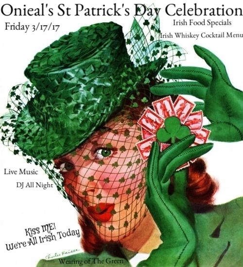 Come Celebrate St Paddy's Day with us at Onieals Soho! Awesome Irish Whiskey Cocktails Amazing Irish Inspired Food Menu Fun times for All Even if Your not Irish!