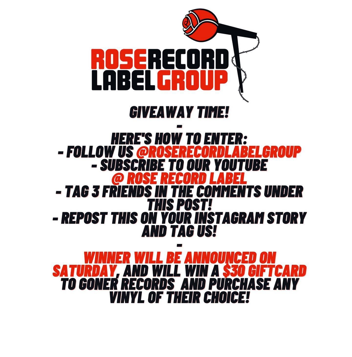 GIVEAWAY TIME🌹
-
FOLLOW THESE STEPS TO ENTER TO SECURE YOUR SPOT TO BE ENTERED IN THE DRAWING!
-
WINNER WILL BE ANNOUNCED ON SATURDAY, AND WILL WIN A $30 GIFTCARD TO @gonerrecords PURCHASE ANY VINYL OF THEIR CHOICE!