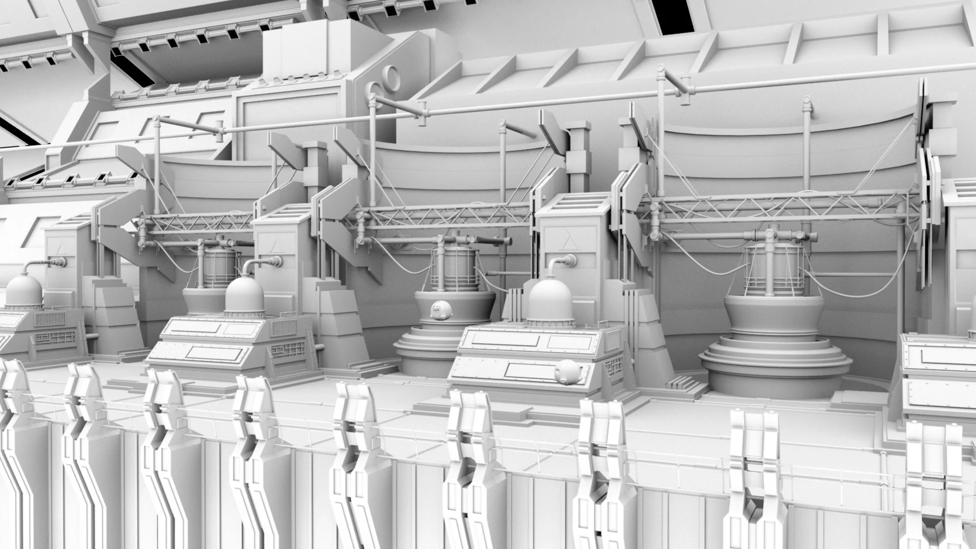 Set modeling and reference file assembly in Maya.