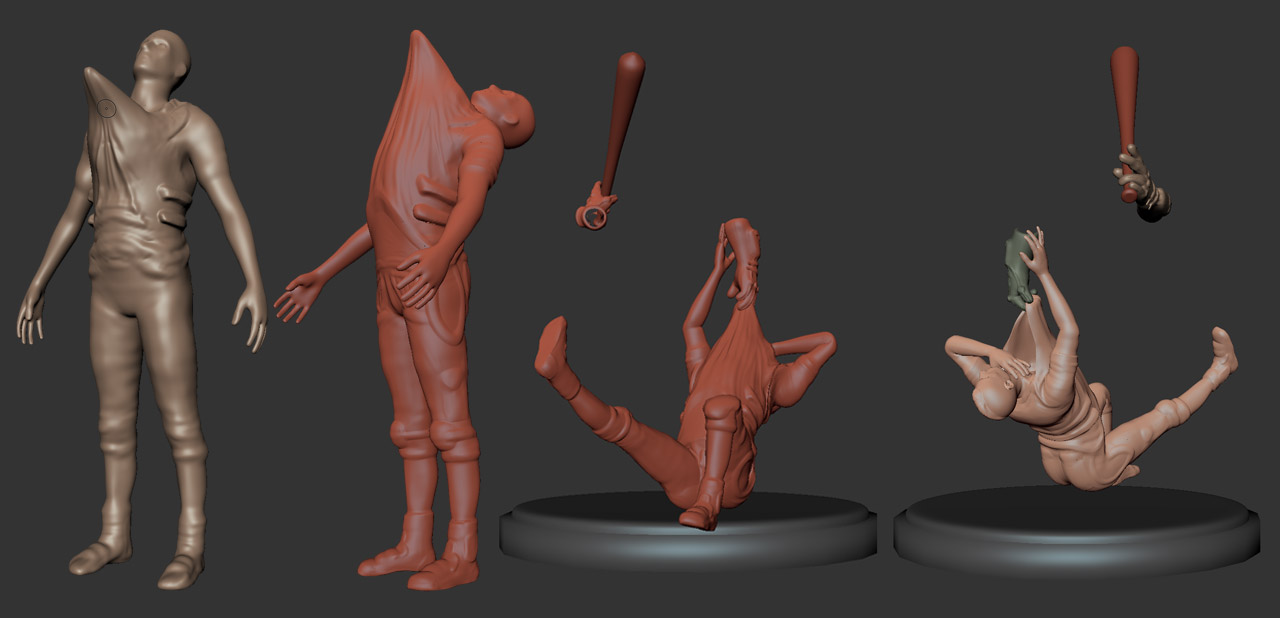 For part of the sculpting process the two characters were sculpted separately to manage polygon counts and memory usage.
