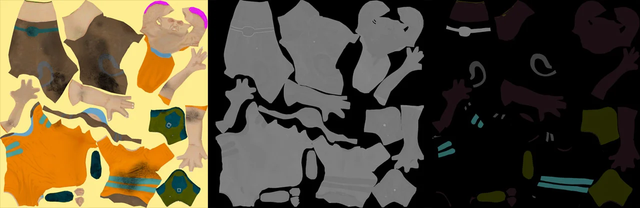 Sample textures, thug. Left to right – diffuse, bump, and specular.