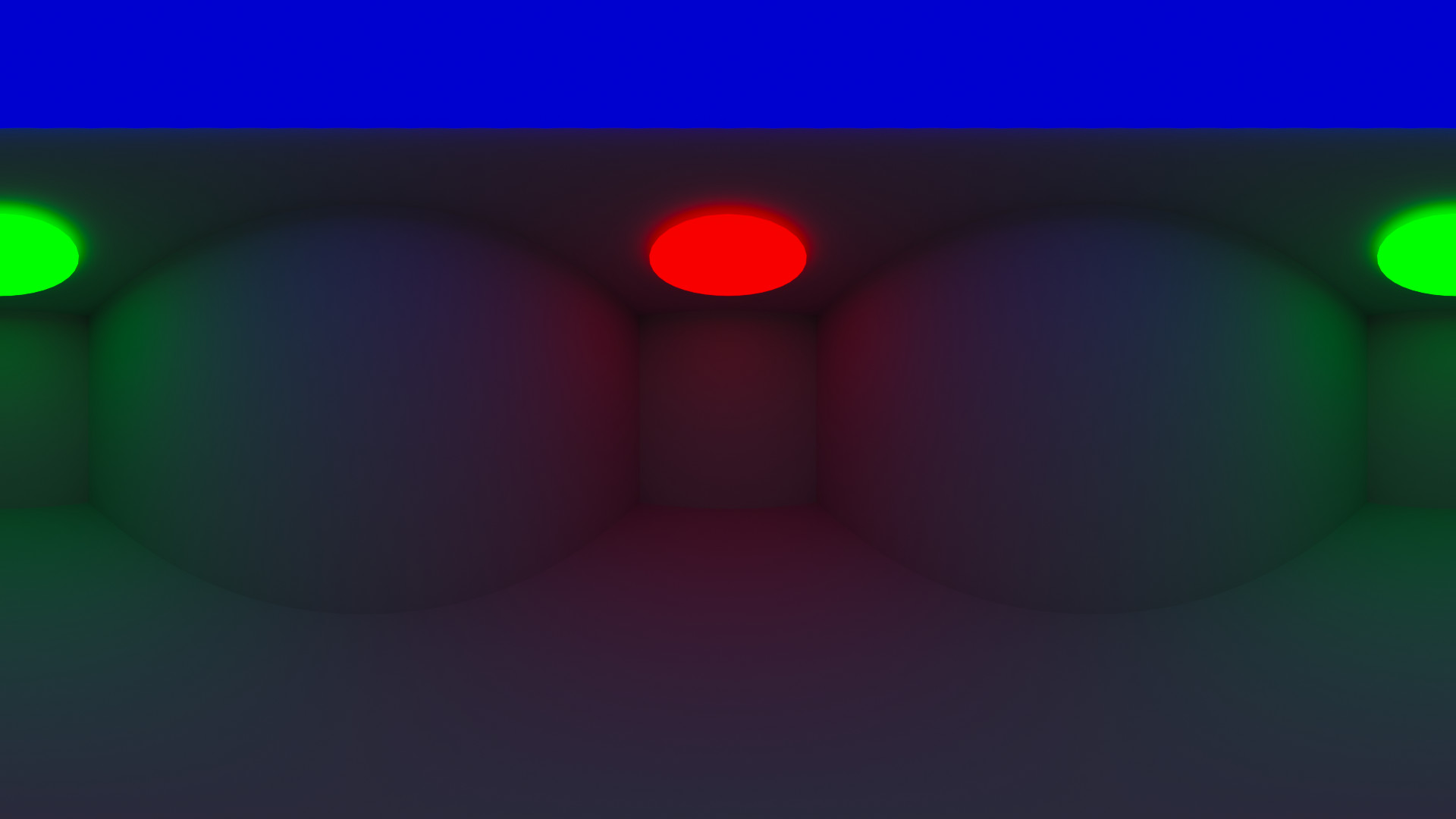 The HDRI. Note the blue light above the camera and green and red light to either side.