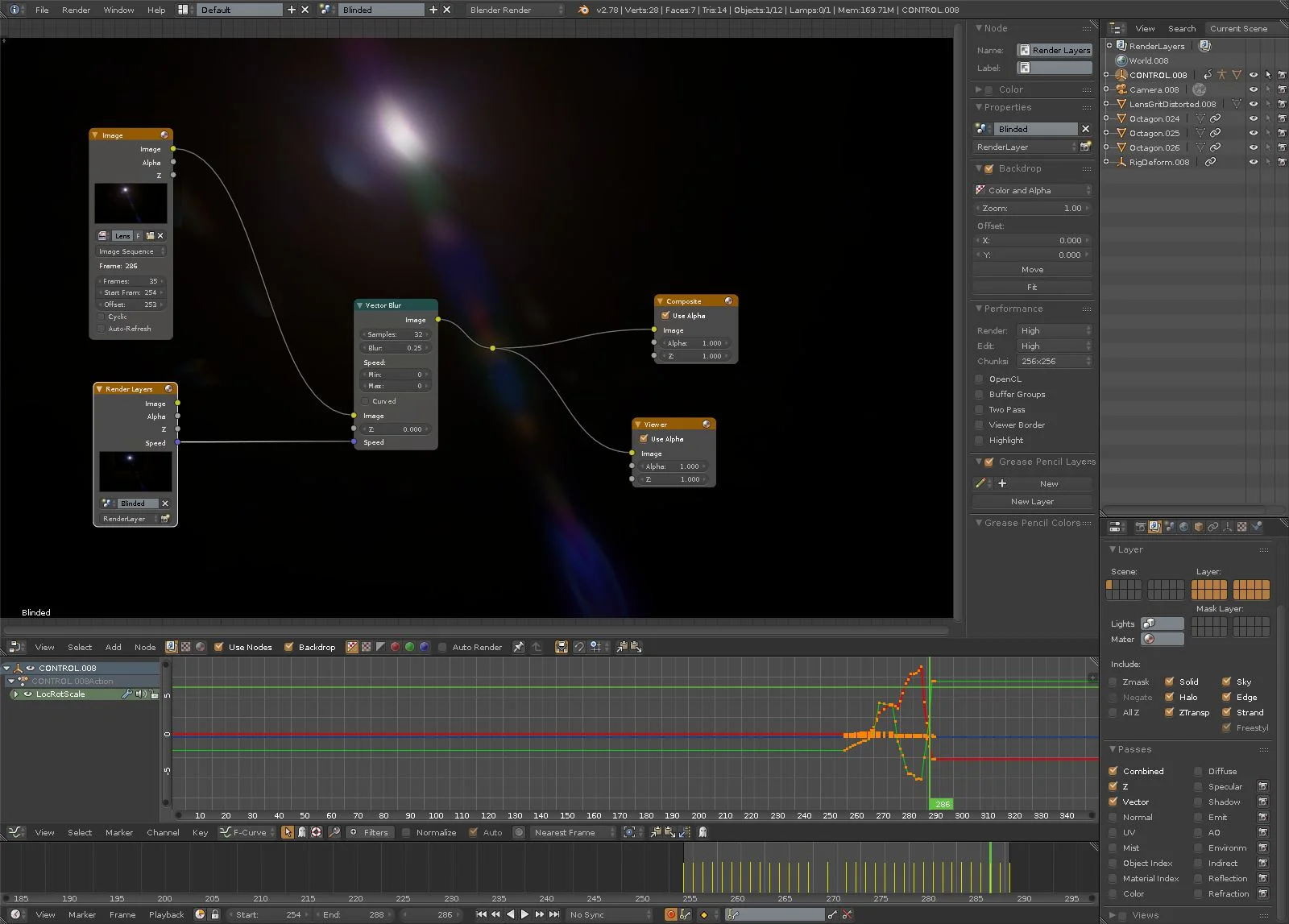 Generating camera flares back in Blender for later compositing in Nuke.