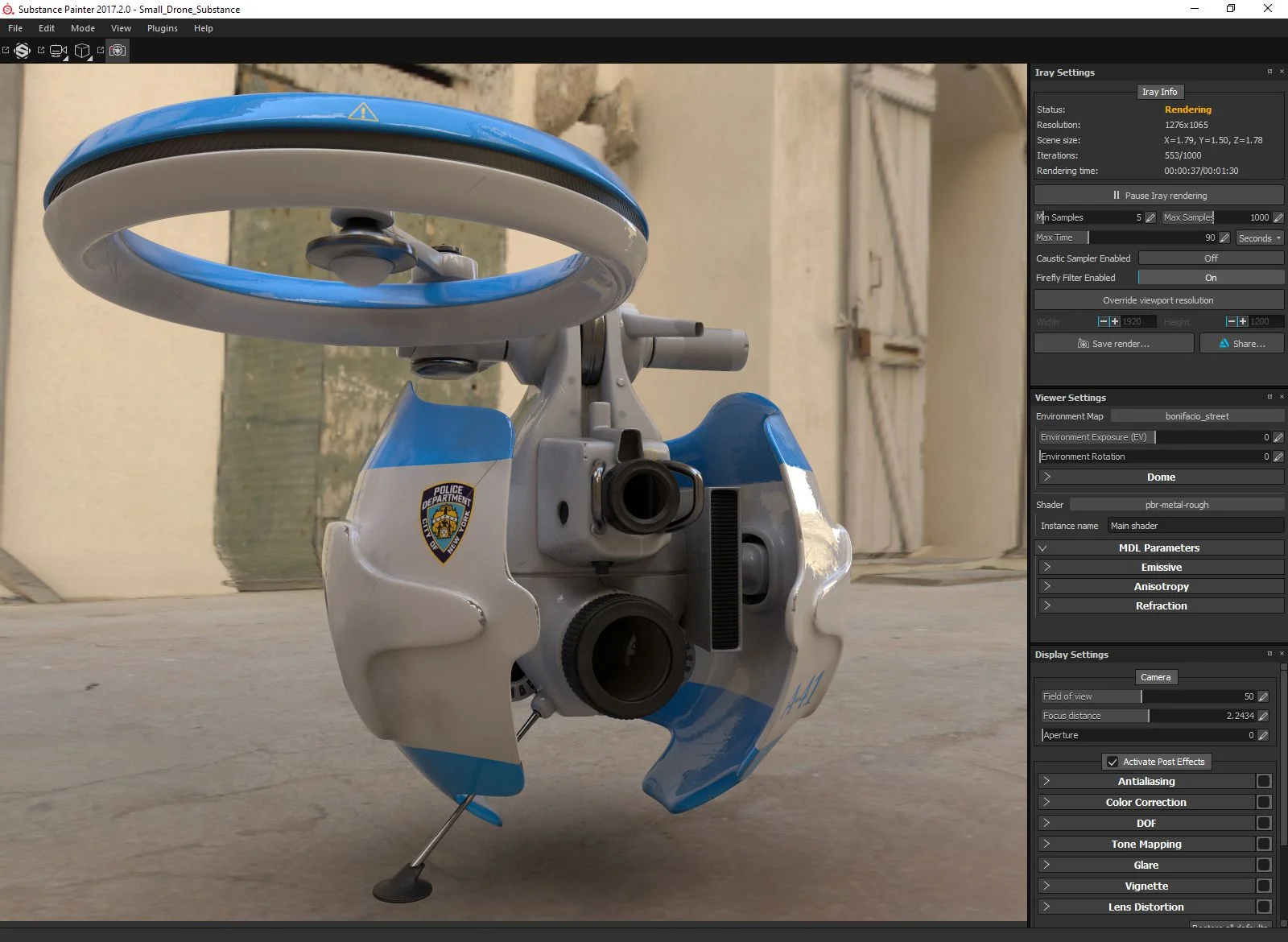 Testing the look against a stock HDRI with Substance Painter's internal renderer iRay.