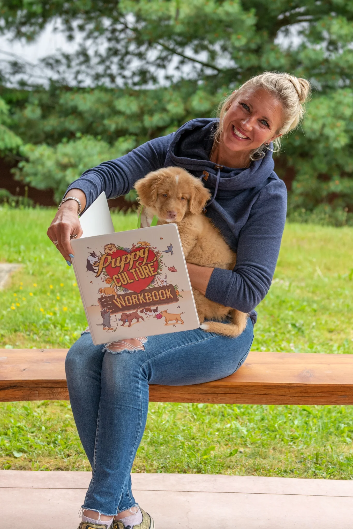 Jewels with 2 month old Rodeo from the Wild West litter at the Gotcha Weekend. Pic: Tasha Hall, BC Farm and Family Photography.