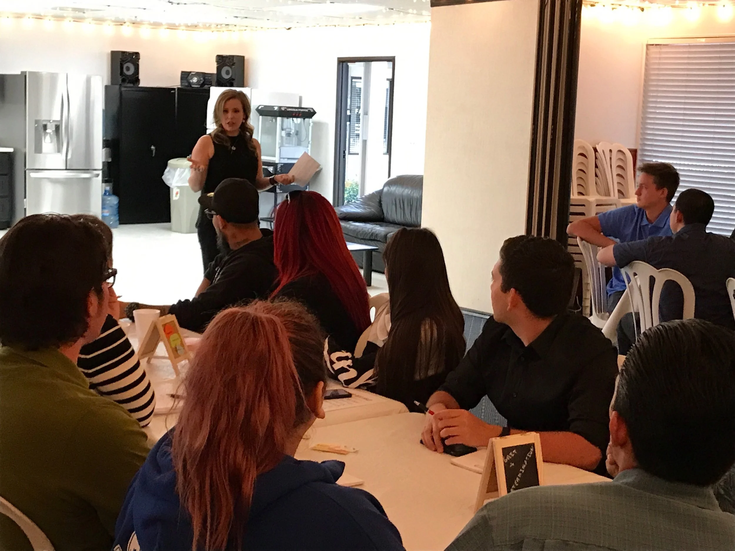 Grit Speech: Dr. Andrea speaking to a group of high school students and parents about the importance of grit and determination in business, and in life. So fun!