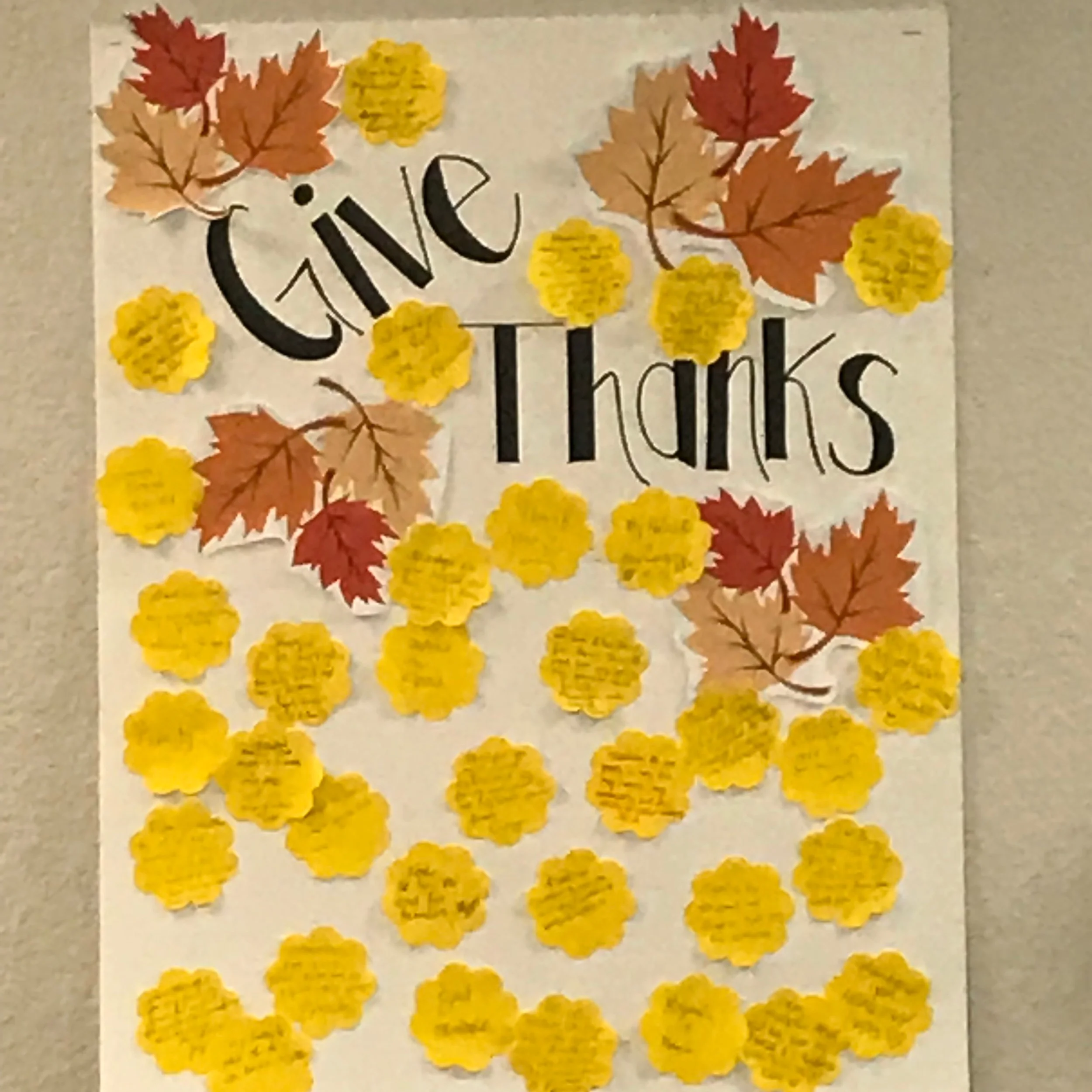 During the month of November, we asked our patient to write down the things that they were thankful for in reminding us all to have gratitude. Such a great way for those simple reminders!