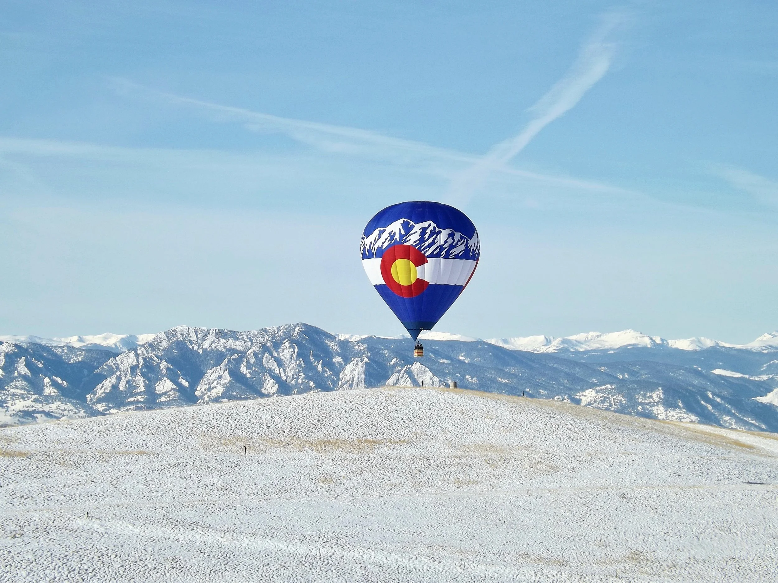 Hot Air Balloon Flight In Winter.