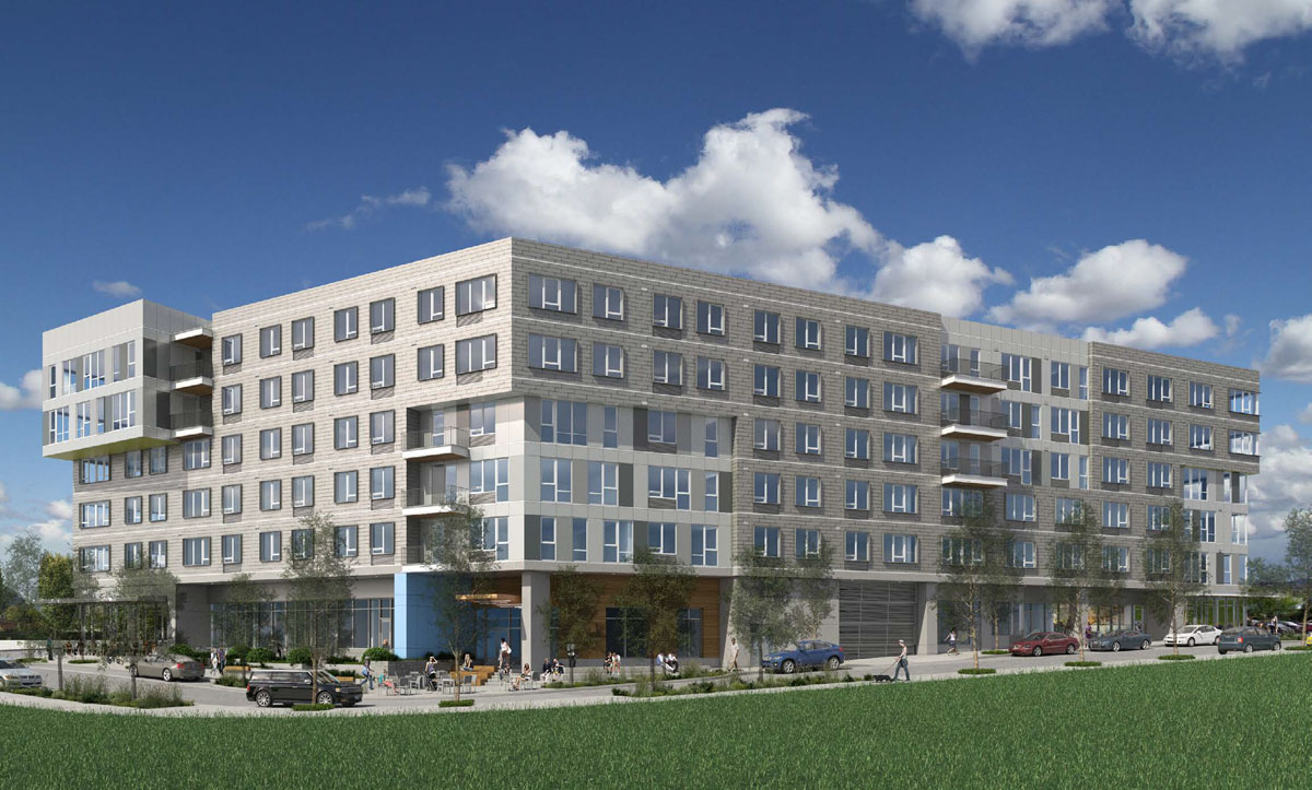 A rendering of the building exterior.