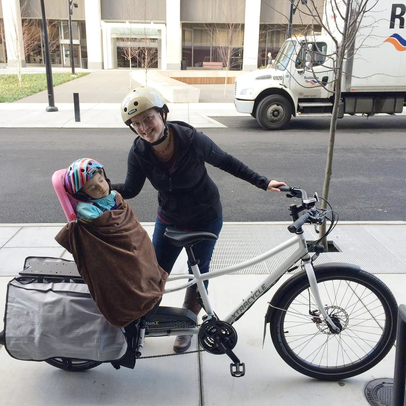 Carrie when she got her new cargo bike!