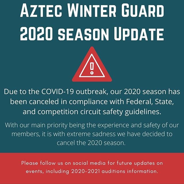 Hello Aztec supporters! 
We thank you for all of the love and support we have received from you. We want to wish you health and safety during this ambiguous time.
We will keep you update on our social media and website for future events such as our M