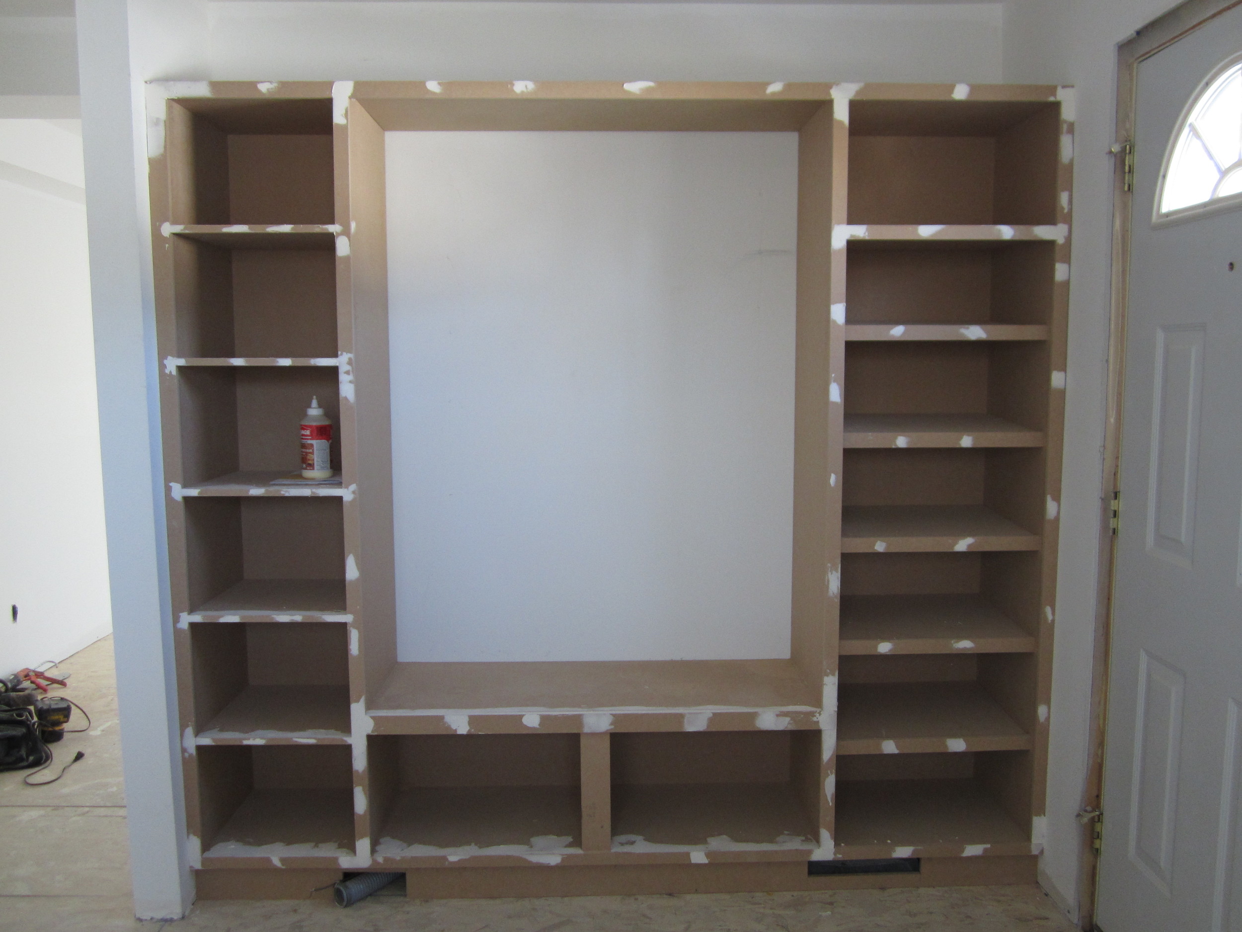 Travis built this custom locker unit for the mudroom entrance.