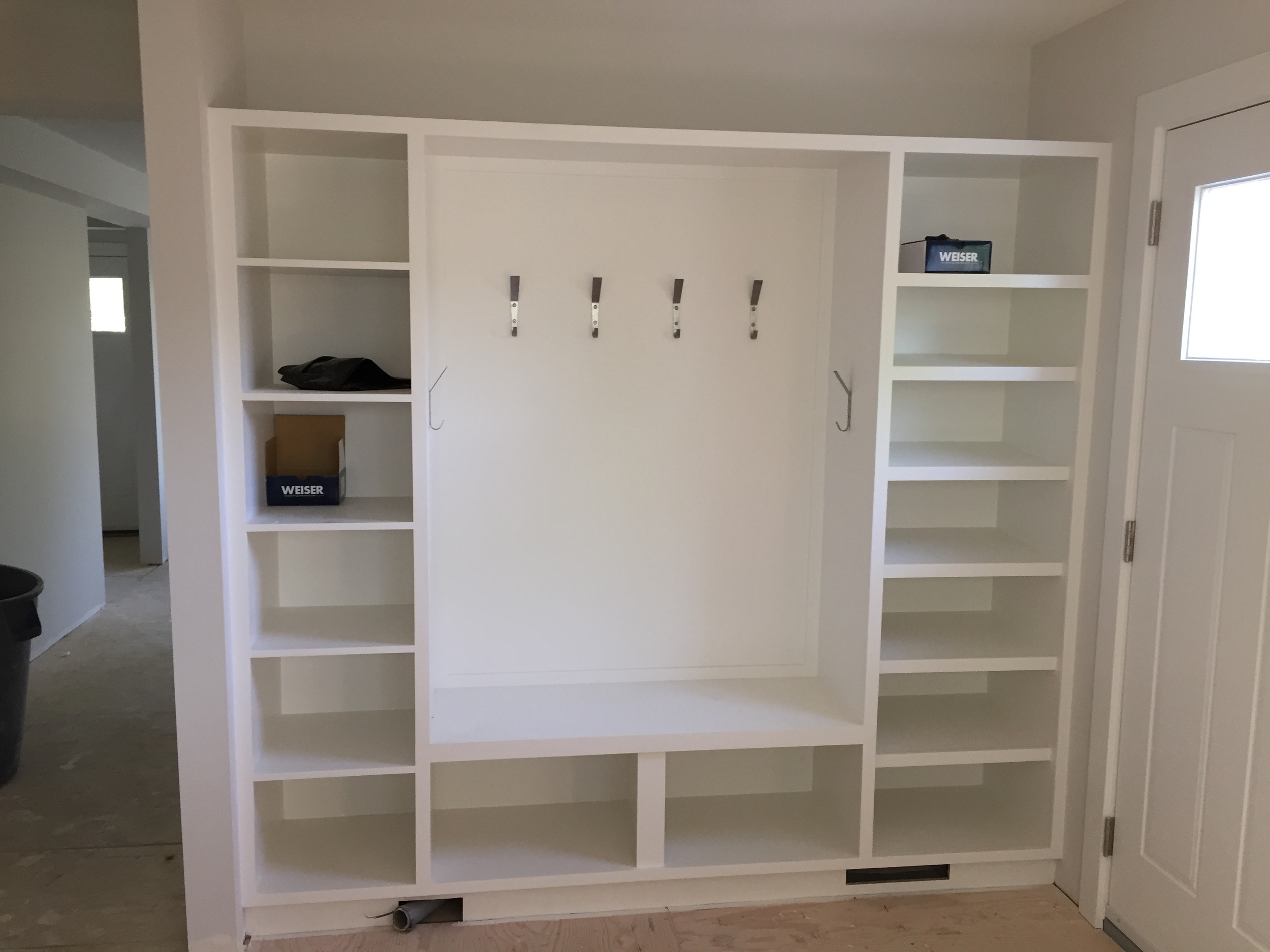 Painted with hooks installed for tons of storage!